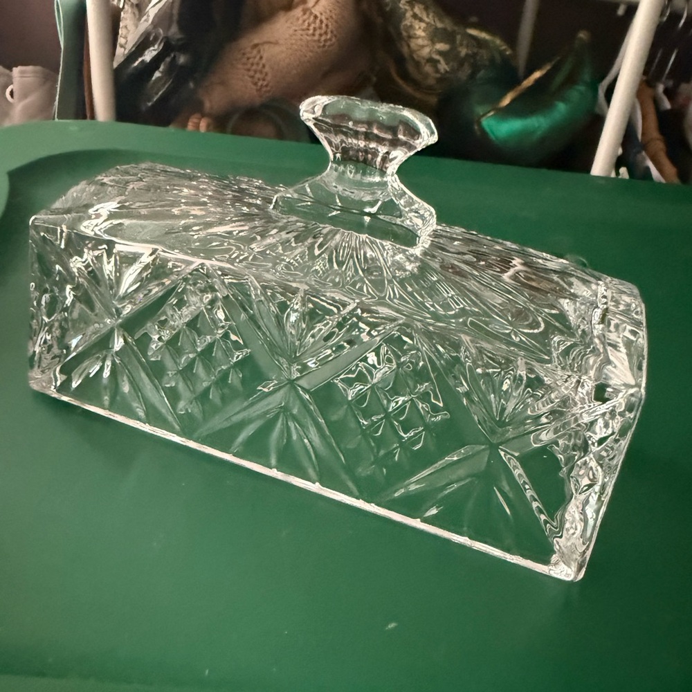 Elegant Clear Crystal Butter Dish Lid Only